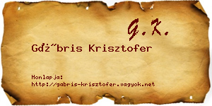 Gábris Krisztofer névjegykártya
